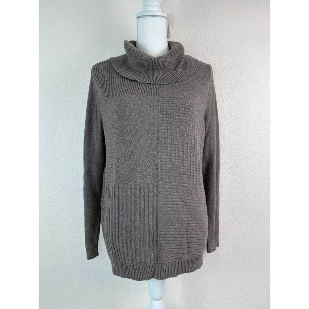 Chico's women's 2 large light brown textured‎ lightweight cowl neck sweater top